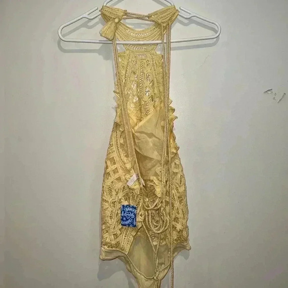 FREE PEOPLE
Be My Battenburg Bodysuit In Vintage Lemon - Picture 4 of 8